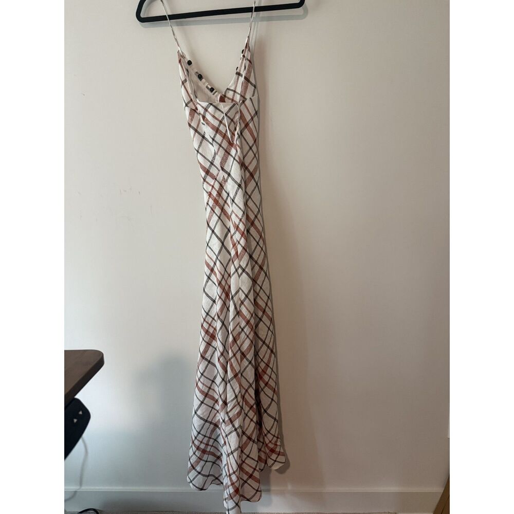 NWT Zara Plaid Linen Blend Midi Dress Size S Rare Sold Out - Picture 7 of 8